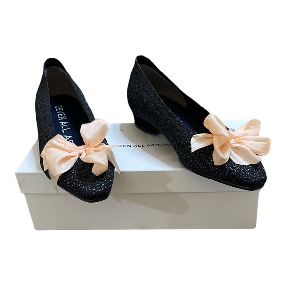 Seven All Around No.3 Ballerina Flats Shoes Black Sparkle Beau Collection - Picture 10 of 11